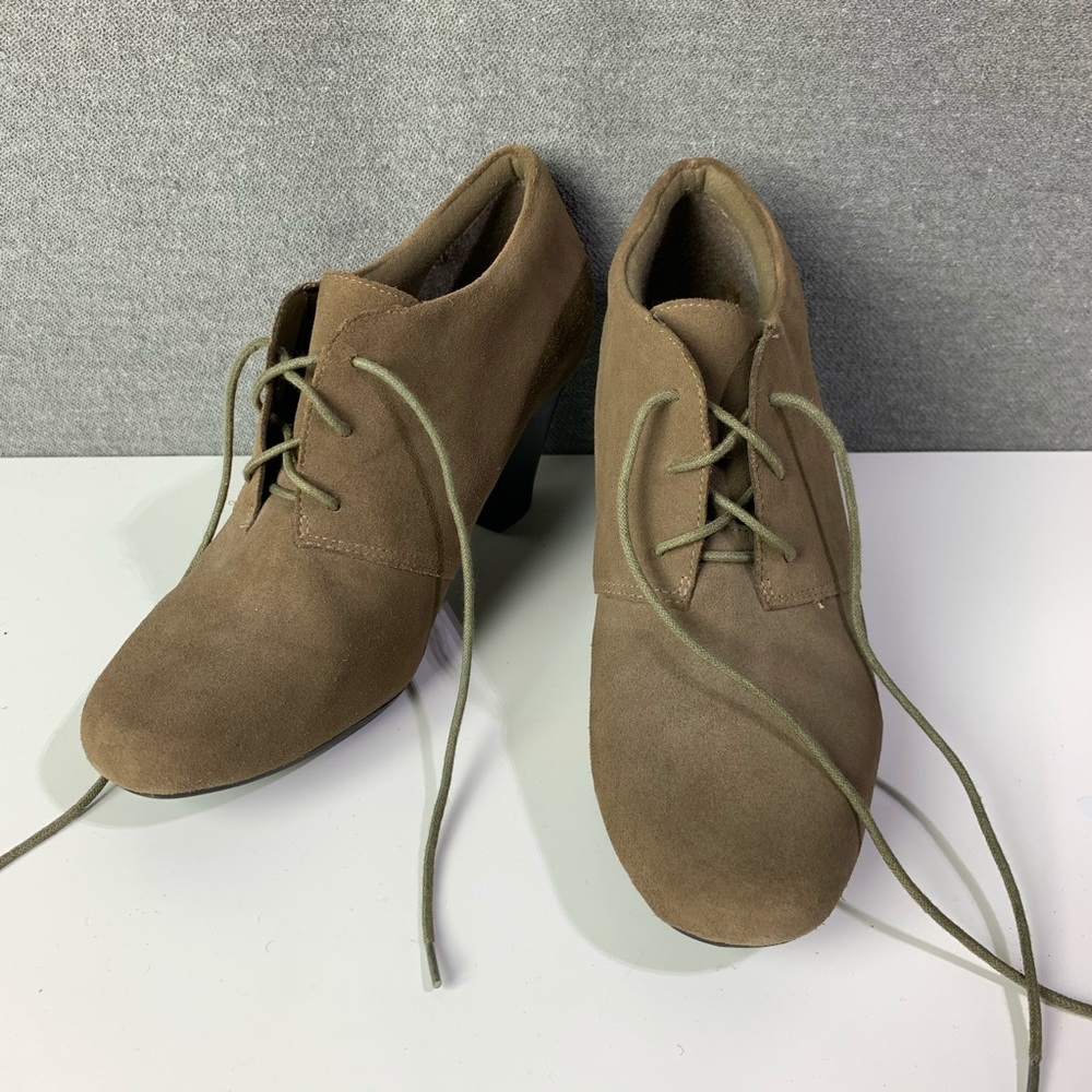 Clarks suede leather high heel booties